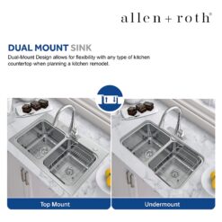 allen + roth Hoffman Dual-mount 33-in x 22-in Stainless steel Double equal bowl 2-Hole 20 -Gauge Kitchen Sink All-in-One Kit