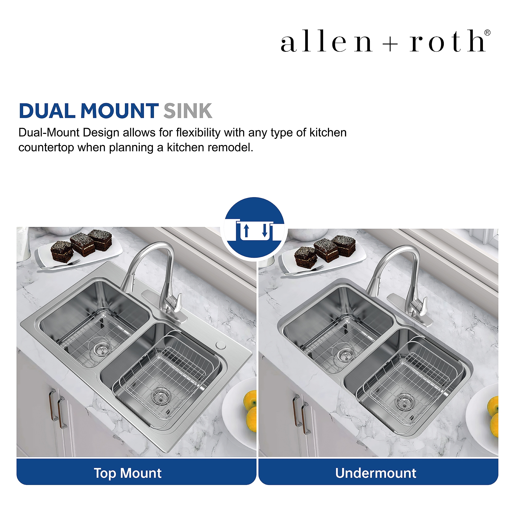 allen + roth Hoffman Dual-mount 33-in x 22-in Stainless steel Double equal bowl 2-Hole 20 -Gauge Kitchen Sink All-in-One Kit