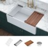 Ruvati Fiore Farmhouse apron front 33-Inches x 18 Fireclay Single bowl Workstation Kitchen Sink