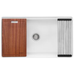 Ruvati Fiore Farmhouse apron front 33-Inches x 18 Fireclay Single bowl Workstation Kitchen Sink