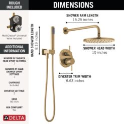 Delta Modern Champagne Bronze 2-handle Single function 10-Inches Round Shower Faucet with Valve