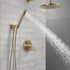 Delta Modern Champagne Bronze 2-handle Single function 10-Inches Round Shower Faucet with Valve