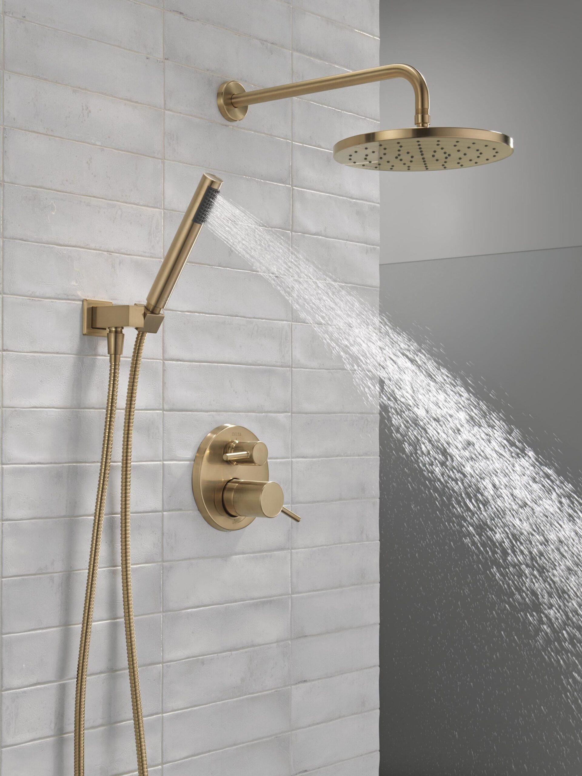Delta Modern Champagne Bronze 2-handle Single function 10-Inches Round Shower Faucet with Valve