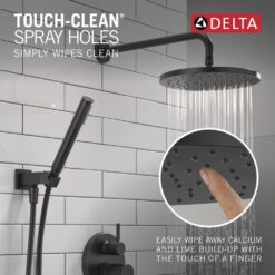 Delta Modern Matte Black 2-handle Single function 10-Inches Round Shower Faucet with Valve