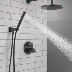 Delta Modern Matte Black 2-handle Single function 10-Inches Round Shower Faucet with Valve