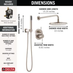 Delta Modern SpotShield Stainless 2-handle Single function 10-Inches Round Shower Faucet