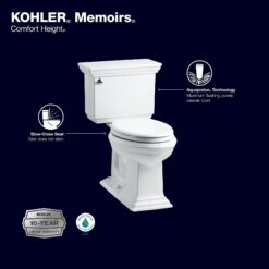 KOHLER Memoirs The Complete Solution White Elongated Chair height Soft Close 2-piece Toilet 12-in Rough-In WaterSense 1.28 GPF