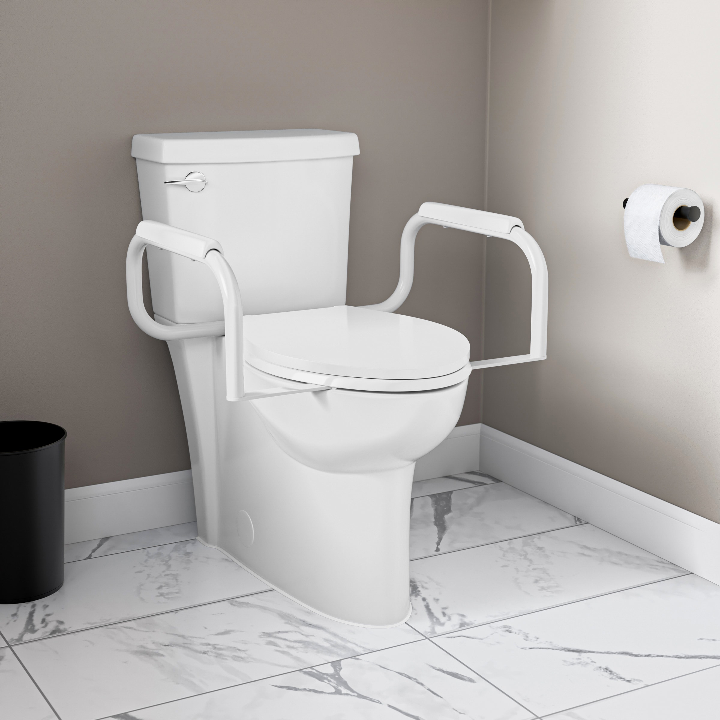 American Standard Clean White Elongated Chair height Soft Close 2-piece Toilet 12-in Rough-In WaterSense 1.28 GPF