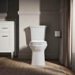 KOHLER Transpose The Complete Solution ContinuousClean ST White Elongated Chair height Soft Close 2-piece Toilet 12-in Rough-In WaterSense 1.28 GPF