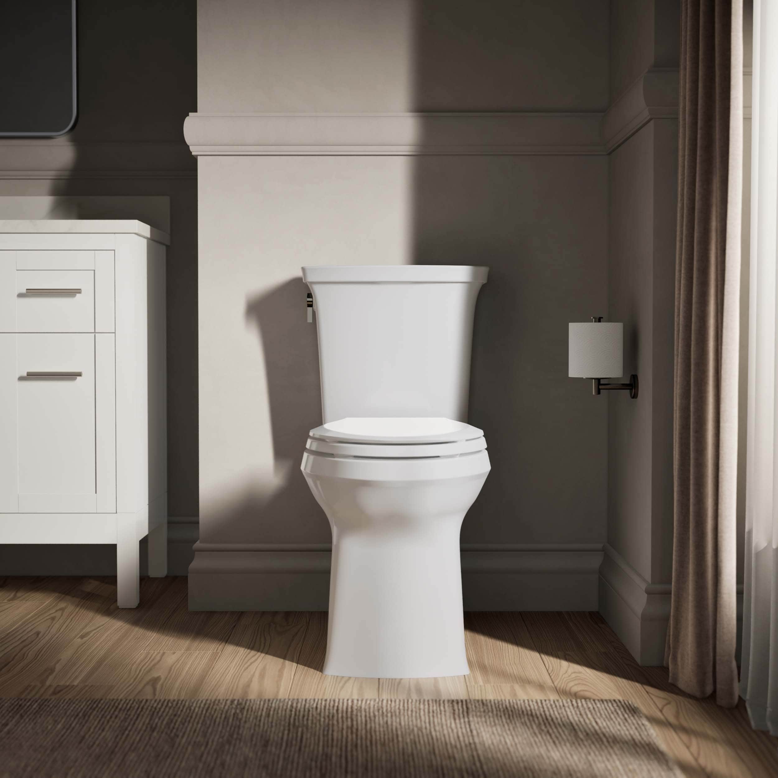 KOHLER Transpose The Complete Solution ContinuousClean ST White Elongated Chair height Soft Close 2-piece Toilet 12-in Rough-In WaterSense 1.28 GPF