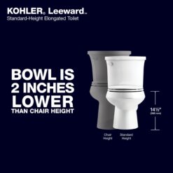 KOHLER Leeward The Complete Solution White Elongated Standard height Soft Close 2-piece Toilet 12-in Rough-In WaterSense 1.28 GPF