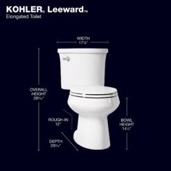 KOHLER Leeward The Complete Solution White Elongated Standard height Soft Close 2-piece Toilet 12-in Rough-In WaterSense 1.28 GPF