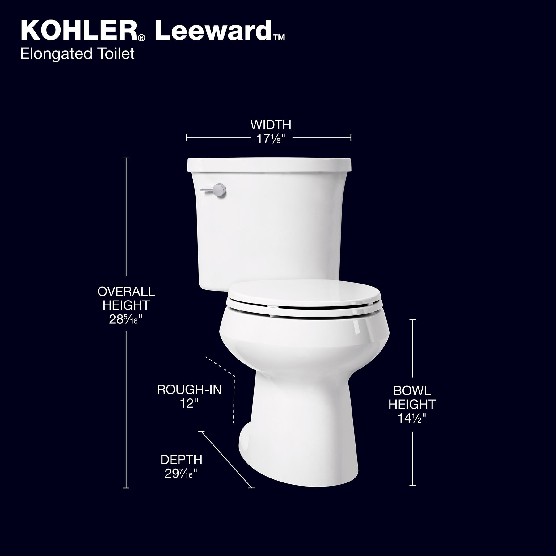 KOHLER Leeward The Complete Solution White Elongated Standard height Soft Close 2-piece Toilet 12-in Rough-In WaterSense 1.28 GPF