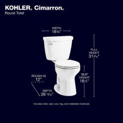 KOHLER Cimarron White Round Chair height Soft Close 2-piece Toilet 12-in Rough-In WaterSense 1.28 GPF