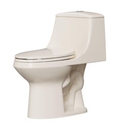 Project Source Laporte Bone Dual Flush Elongated Chair height 1-piece Toilet 12-in Rough-In WaterSense 1.6 GPF