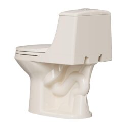 Project Source Laporte Bone Dual Flush Elongated Chair height 1-piece Toilet 12-in Rough-In WaterSense 1.6 GPF