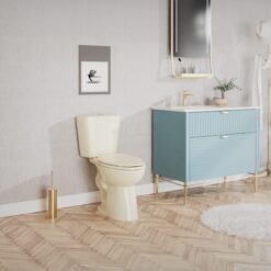 Project Source Pro-Flush Oyster Dual Flush Elongated Chair height 2-piece Toilet 12-in Rough-In WaterSense 1.6 GPF