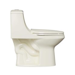 Project Source Laporte Oyster Dual Flush Elongated Chair height Soft Close 1-piece Toilet 12-in Rough-In WaterSense 1.6 GPF