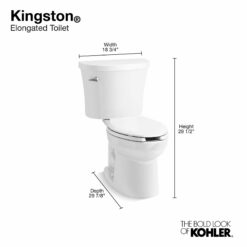 KOHLER Kingston White Elongated Standard height 2-piece Toilet 12-in Rough-In WaterSense 1.28 GPF