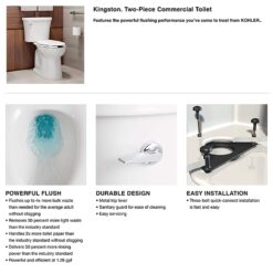 KOHLER Kingston White Elongated Standard height 2-piece Toilet 12-in Rough-In WaterSense 1.28 GPF