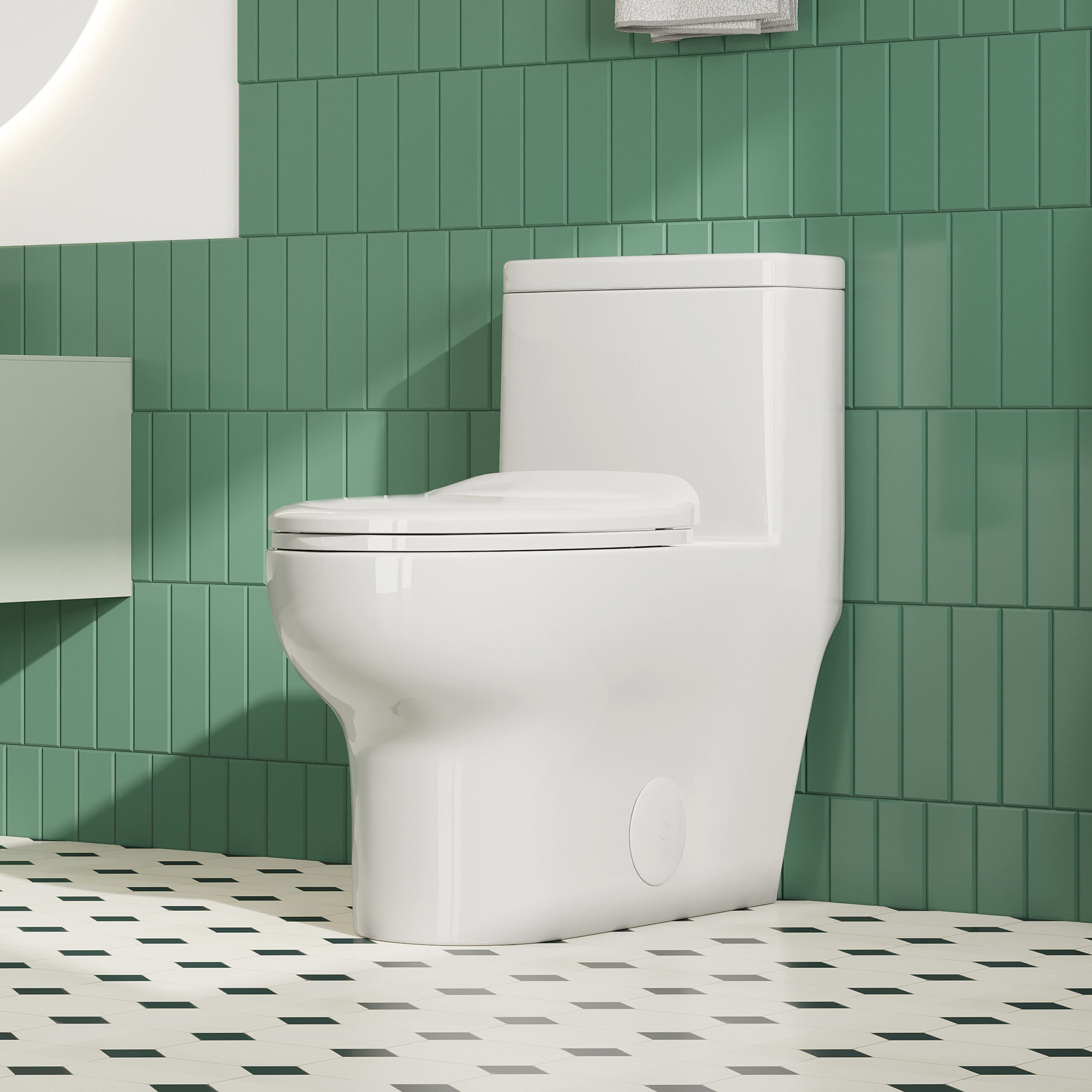 Eridanus Salerno Crisp White Dual Flush Elongated Chair height Soft Close 1-piece Toilet 12-in Rough-In WaterSense 1.6 GPF