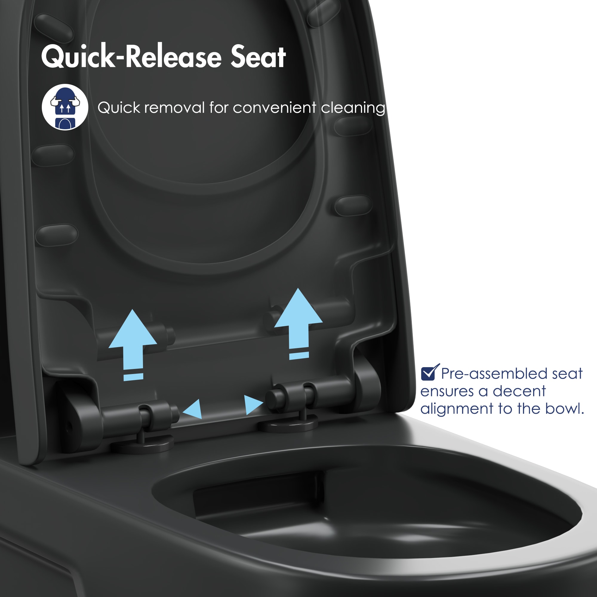Eridanus Turner Matte Black Dual Flush Elongated Chair height Soft Close 1-piece Toilet 12-in Rough-In WaterSense 1.6 GPF