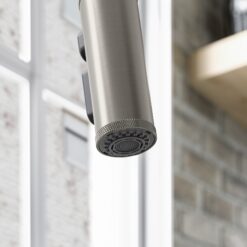 KOHLER Lathe Vibrant Stainless Single Handle Deck-mount Pull-down Kitchen Faucet with Sprayer ( Deck Plate Included )