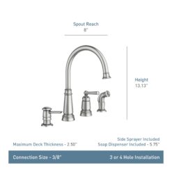 Moen Edison Spot Resist Stainless Single Handle Deck-mount Kitchen Faucet (Soap Dispenser Included) ( Side Sprayer Included )
