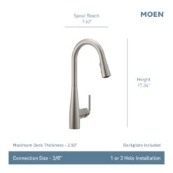 Moen Maureen Brushed Gold Single Handle Deck-mount Pull-down Kitchen Faucet with Sprayer
