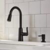Moen Edwyn Matte Black Single Handle Deck-mount Pull-down Kitchen Faucet with Sprayer ( Deck Plate Included ) (Soap Dispenser Included)