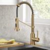 Kraus Bolden Brushed Brass with Deckplate Single Handle Deck-mount Pull-down Kitchen Faucet with Sprayer ( Deck Plate Included )