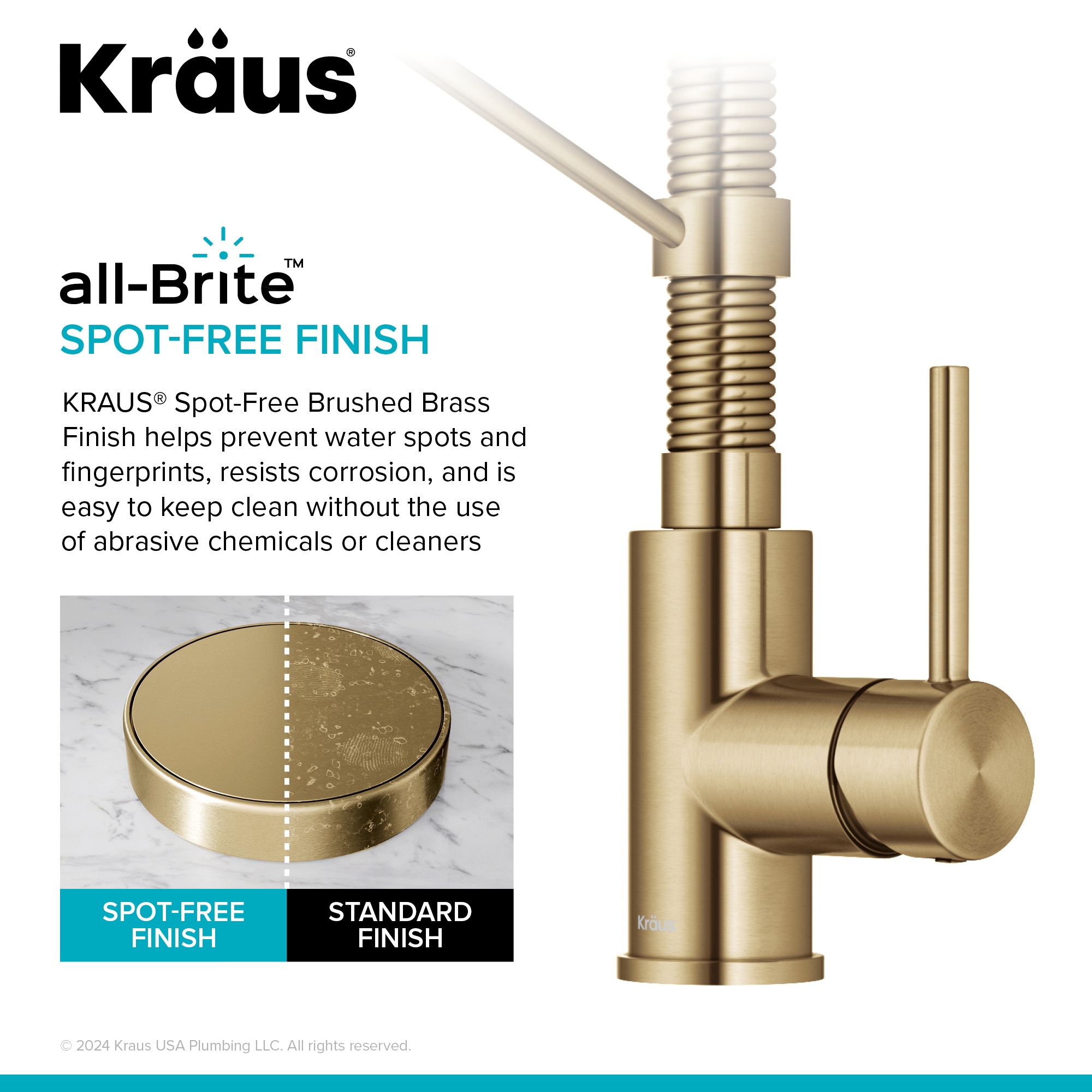 Kraus Bolden Brushed Brass with Deckplate Single Handle Deck-mount Pull-down Kitchen Faucet with Sprayer ( Deck Plate Included )