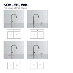 KOHLER Volt Vibrant Stainless Single Handle Deck-mount Pull-down Kitchen Faucet with Sprayer ( Deck Plate Included ) (Soap Dispenser Included)