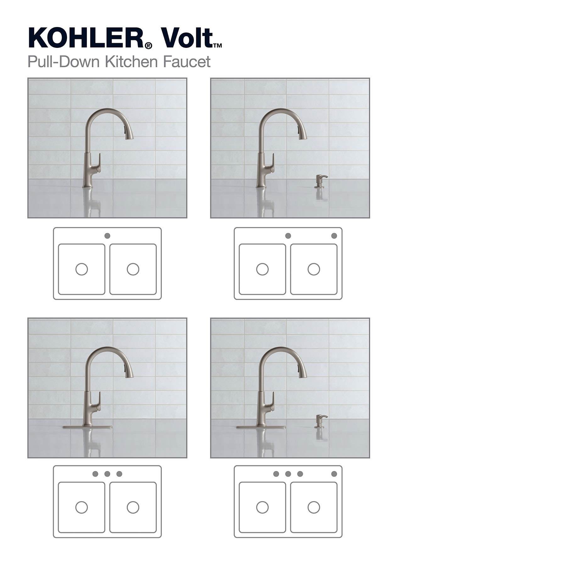 KOHLER Volt Vibrant Stainless Single Handle Deck-mount Pull-down Kitchen Faucet with Sprayer ( Deck Plate Included ) (Soap Dispenser Included)