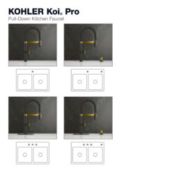 KOHLER Koi Pre-Rinse Spring Matte Black w/Moderne Brass Single Handle Deck-mount Pull-down Kitchen Faucet with Sprayer ( Deck Plate Included ) (Soap Dispenser Included)