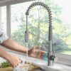 Kraus Oletto Spot Free Stainless Steel Single Handle Deck-mount Touchless Pull-down Kitchen Faucet with Sprayer ( Deck Plate Included )