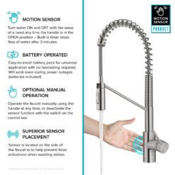 Kraus Oletto Spot Free Stainless Steel Single Handle Deck-mount Touchless Pull-down Kitchen Faucet with Sprayer ( Deck Plate Included )