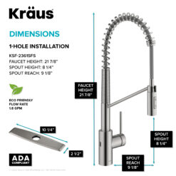 Kraus Oletto Spot Free Stainless Steel Single Handle Deck-mount Touchless Pull-down Kitchen Faucet with Sprayer ( Deck Plate Included )