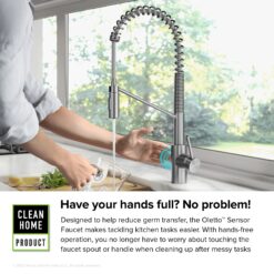Kraus Oletto Spot Free Stainless Steel Single Handle Deck-mount Touchless Pull-down Kitchen Faucet with Sprayer ( Deck Plate Included )
