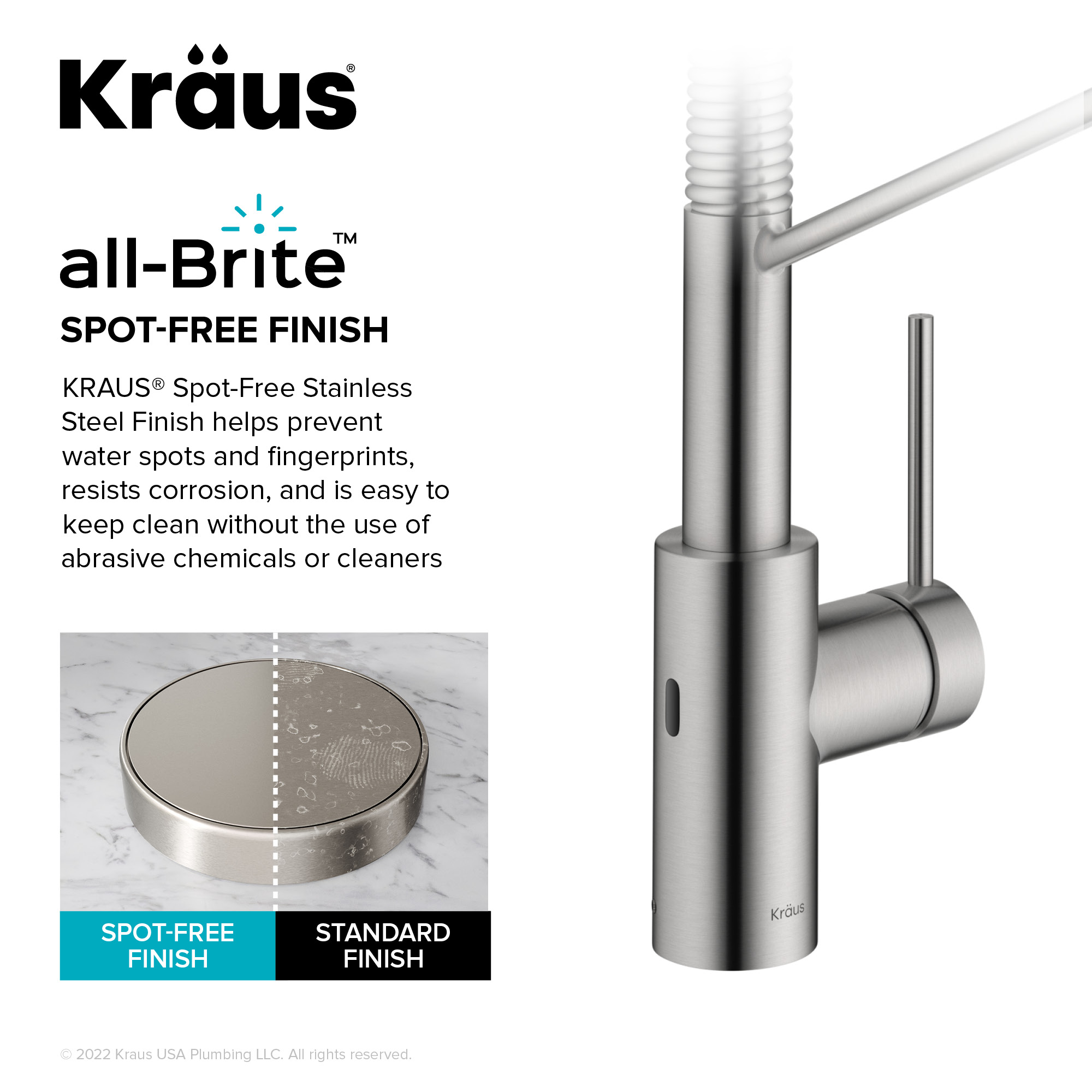 Kraus Oletto Spot Free Stainless Steel Single Handle Deck-mount Touchless Pull-down Kitchen Faucet with Sprayer ( Deck Plate Included )