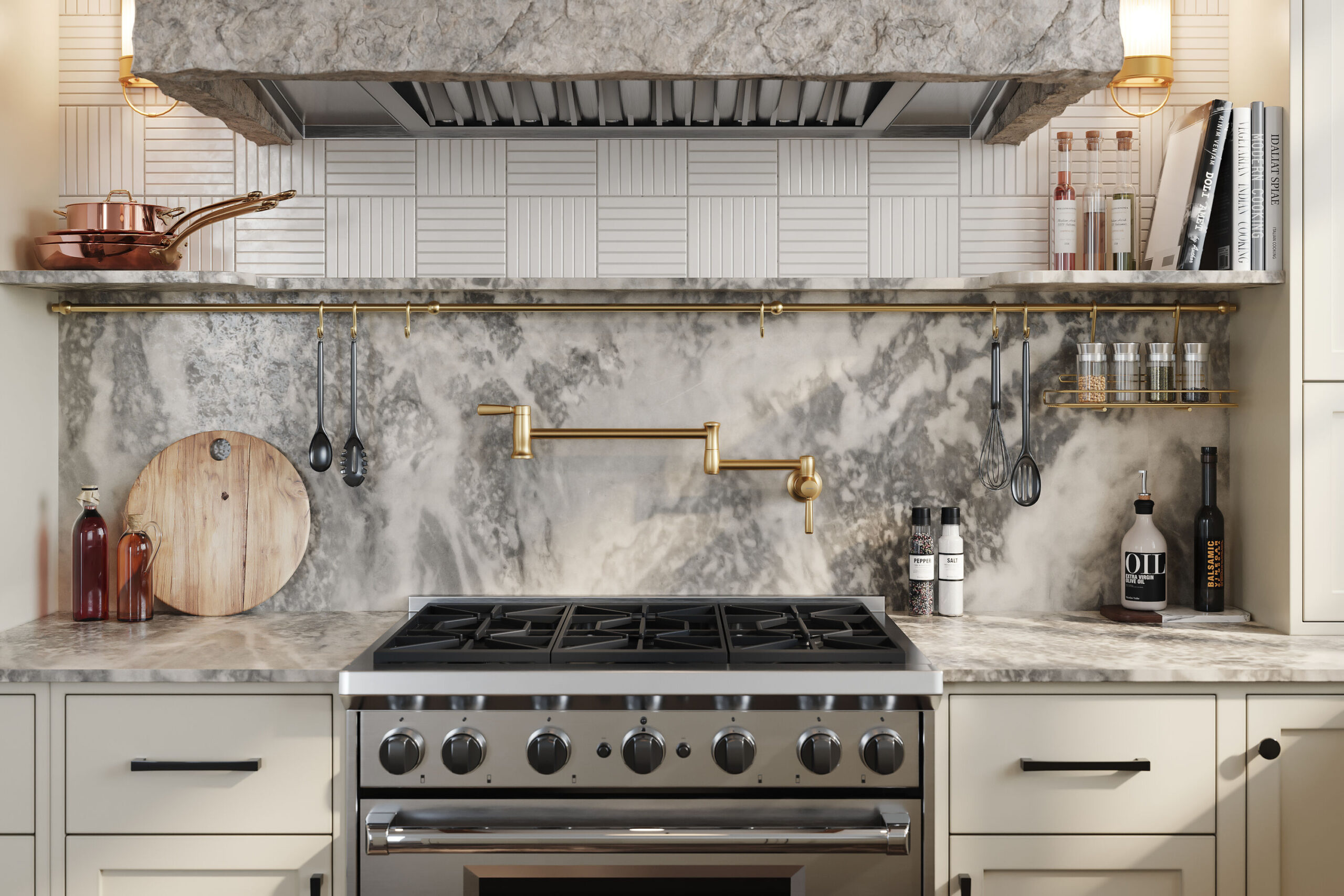 KOHLER Vibrant Brushed Moderne Brass Single Handle Wall-mount Pot Filler Kitchen Faucet