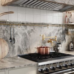 KOHLER Vibrant Brushed Moderne Brass Single Handle Wall-mount Pot Filler Kitchen Faucet