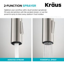 Kraus Oletto Brushed Brass Single Handle Deck-mount Pull-down Kitchen Faucet with Sprayer