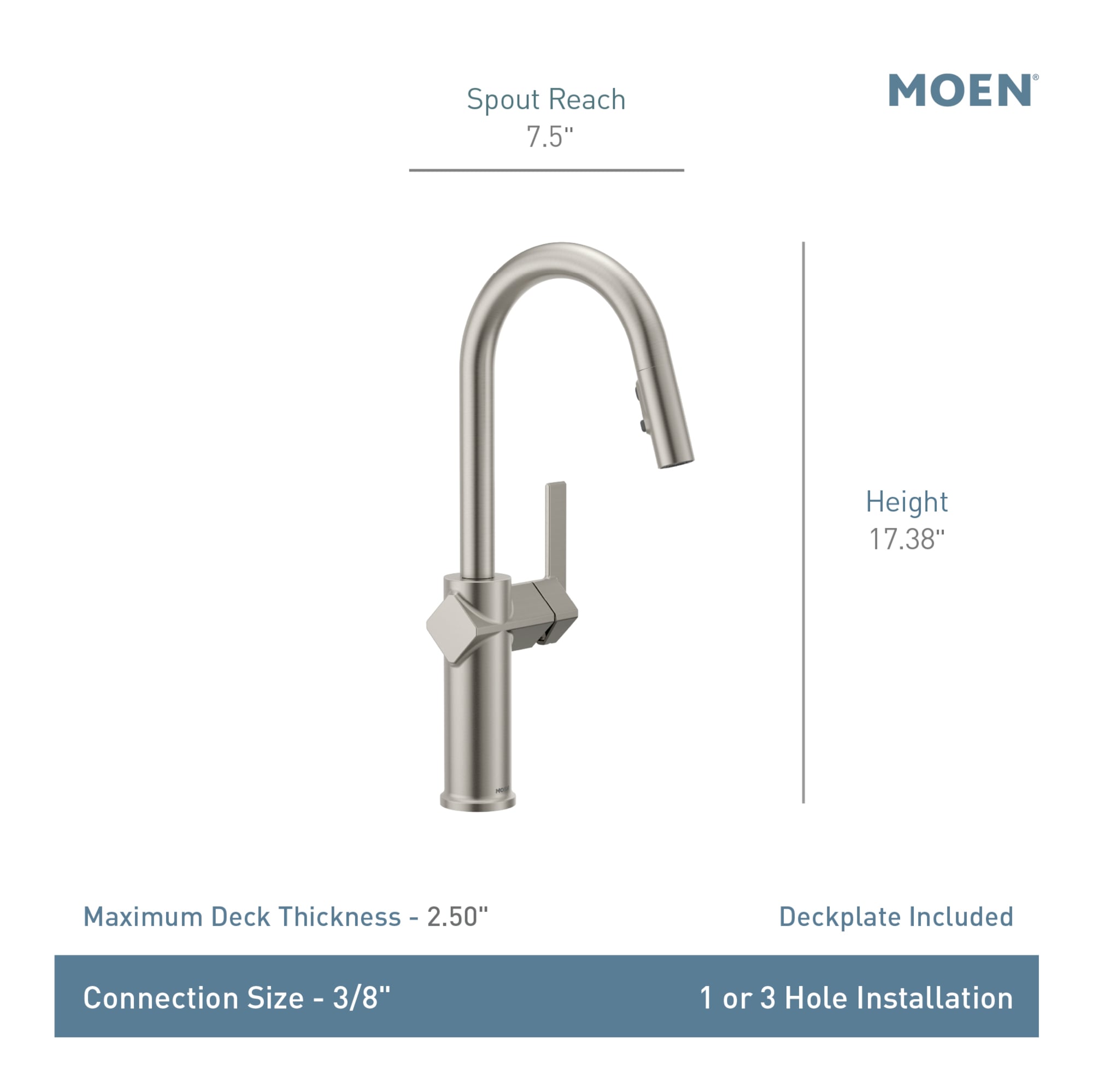 Moen Joric Spot Resist Stainless Single Handle Deck-mount Pull-down Kitchen Faucet with Sprayer ( Deck Plate Included )