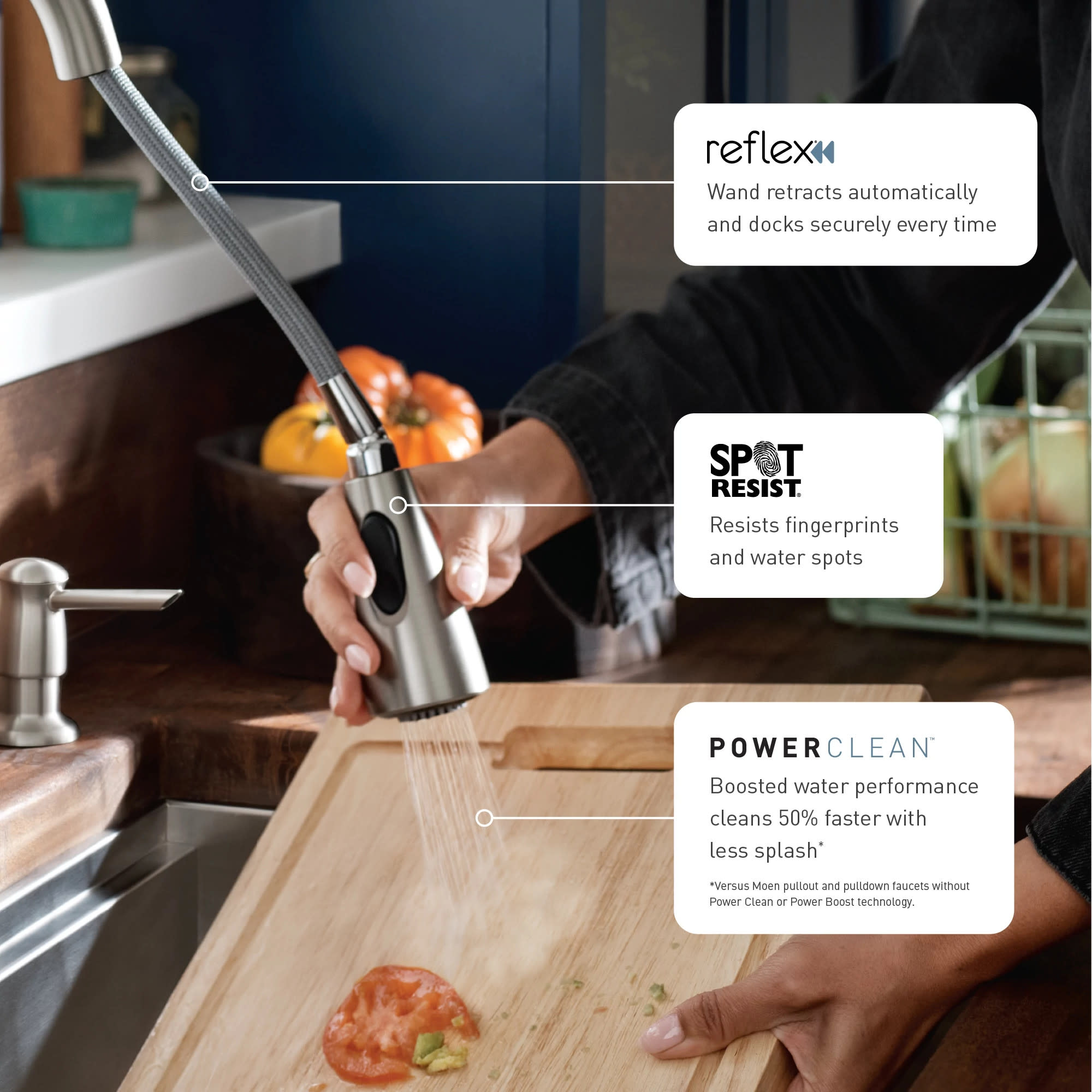 Moen Essie Spot Resist Stainless Single Handle Deck-mount Touchless Pull-down Kitchen Faucet with Sprayer (Soap Dispenser Included)