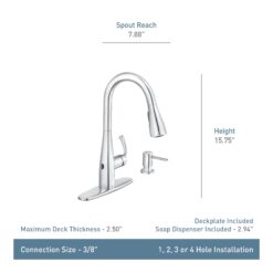 Moen Essie Spot Resist Stainless Single Handle Deck-mount Touchless Pull-down Kitchen Faucet with Sprayer (Soap Dispenser Included)