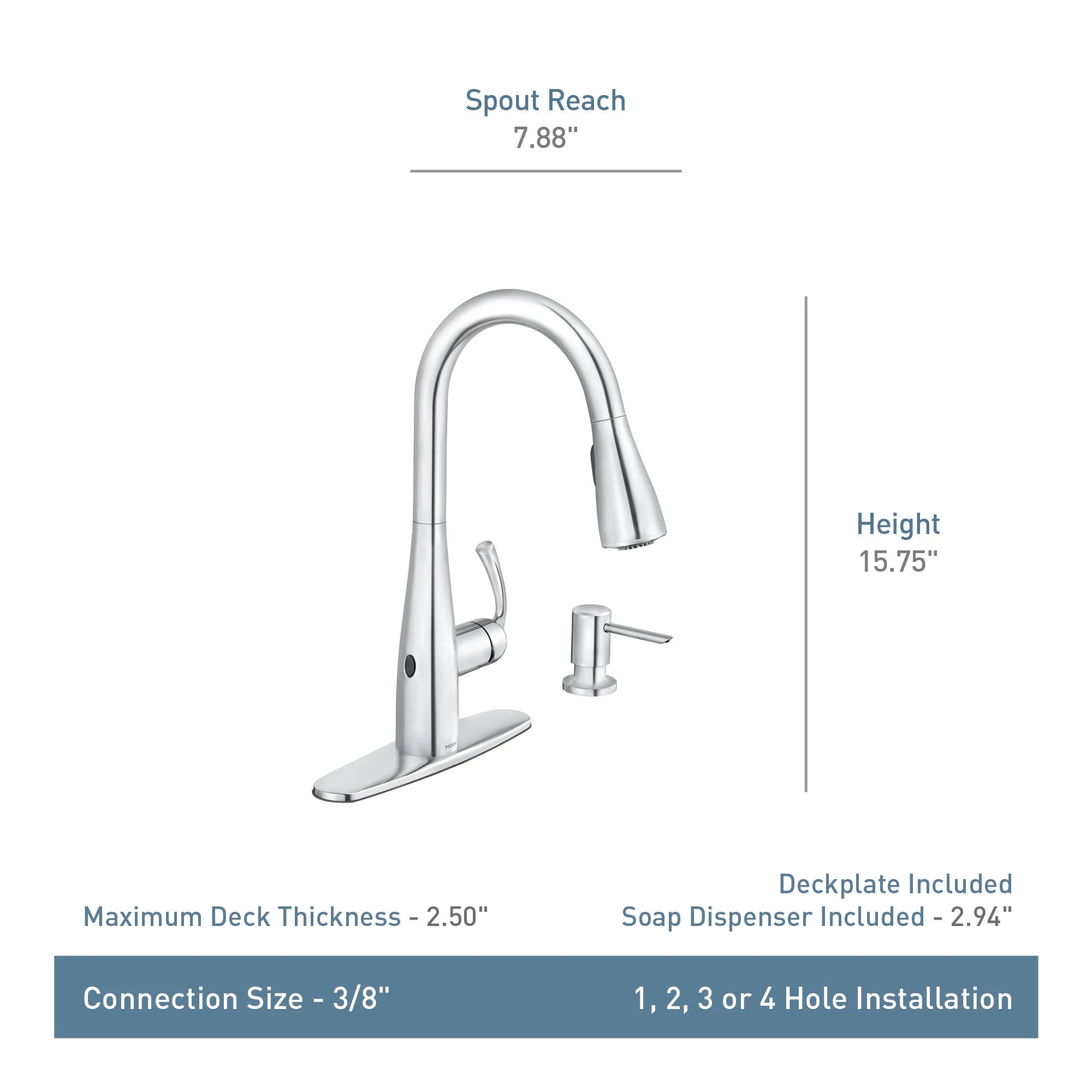 Moen Essie Spot Resist Stainless Single Handle Deck-mount Touchless Pull-down Kitchen Faucet with Sprayer (Soap Dispenser Included)
