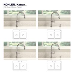 KOHLER Kanan Vibrant Stainless Double Handle Deck-mount Pull-down Kitchen Faucet with Sprayer ( Deck Plate Included ) (Soap Dispenser Included)