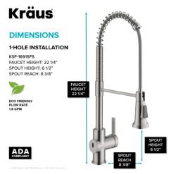 Kraus Britt Spot Free Stainless Steel Single Handle Deck-mount Touchless Pull-down Kitchen Faucet with Sprayer