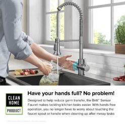 Kraus Britt Spot Free Stainless Steel Single Handle Deck-mount Touchless Pull-down Kitchen Faucet with Sprayer